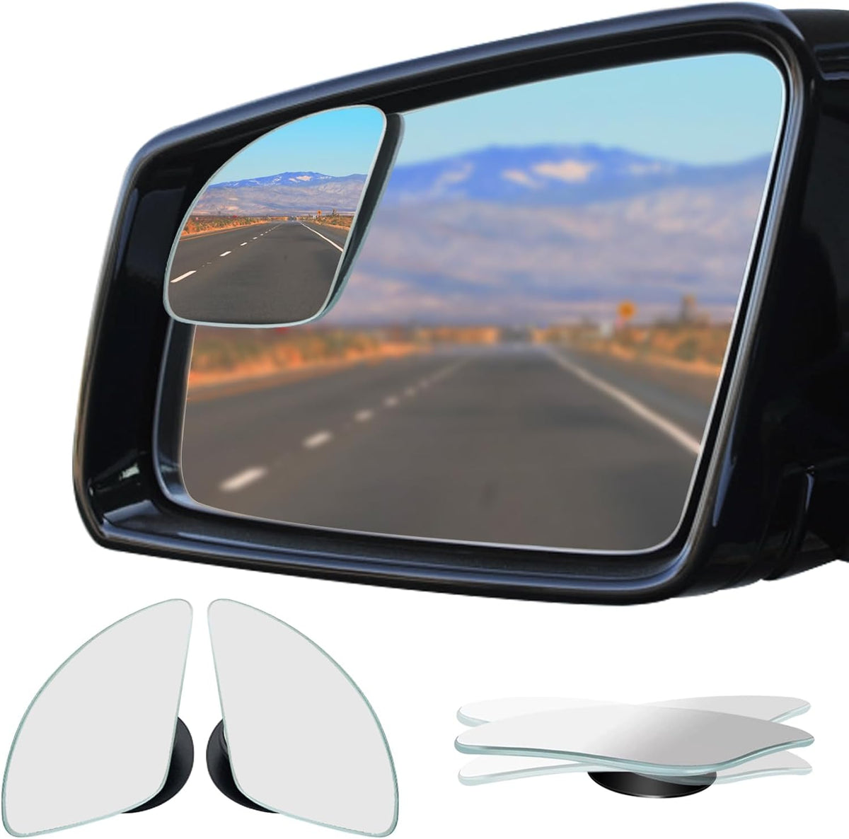 Ampper Blind Spot Mirror, 2" Round HD Glass Frameless Convex Rear View Mirror, Pack of 2 - PuriLite