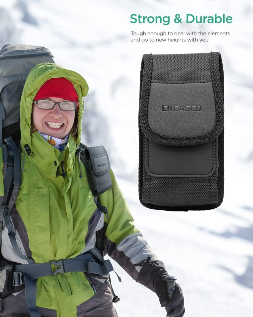 Encased XL Cell Phone Pouch Holster Compatible with Samsung Galaxy S21 / S22 /S23/S24 Ultra, iPhone 12/13/14/15/16 Pro Max Belt Clip Holder (Large Case Compatible)