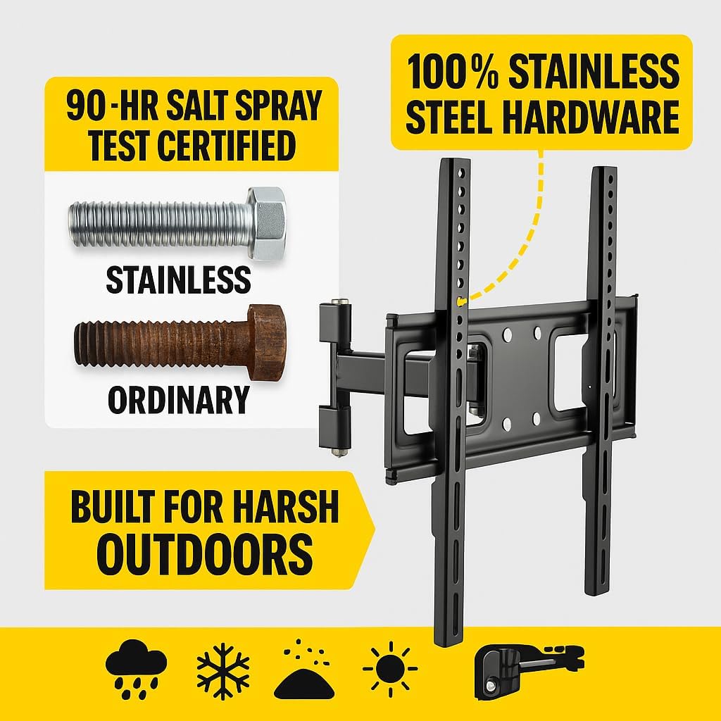 ZeboZap ZZTVC8022 Outdoor Flip Down Ceiling TV Mount | Gazebo TV Mount | Patio TV Mount | Pergola TV Mount | Pitched Roof | Height Adjustable | Under Cabinet| Holds 44lbs | Fits 17-in to 37-in | Black