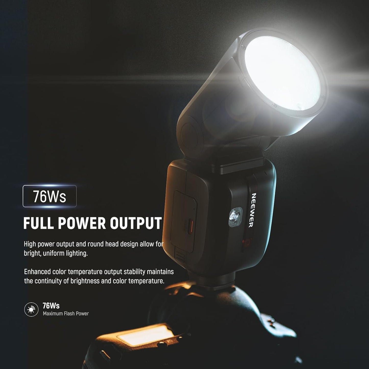 NEEWER Z2PRO-C 2.4G TTL Round Head Flash Speedlite Compatible with Canon, Wireless Compatible with Godox, Upgraded UI, 76Ws 1/8000s HSS, TTL/M TCM Switch, 7.2V/3000mAh Battery, 600 Full Power Flash
