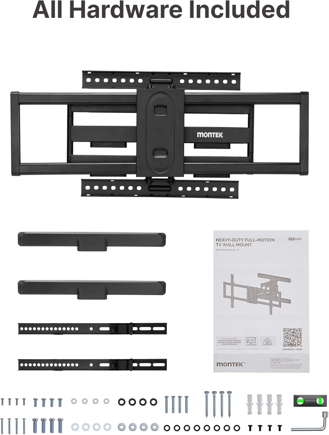 monTEK Long Arm TV Wall Mount for Most 43-90 Inch TVs, 42.5 Inch Long Extension TV Mount Swivel and Tilt, Full Motion Wall Mount TV Bracket Fit Max VESA 800 x 400mm, Up to 132 lbs, 16”,18” Studs