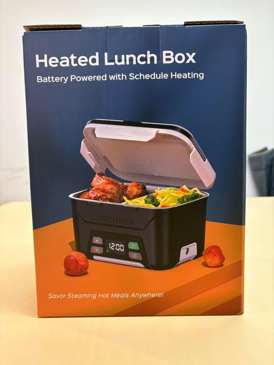 Docusvect Cordless Electric Lunch Box for Adults, Heated Lunch Box Battery Powered with Automatic Heating, 1.3L Portable Food Warmer with Removable Tray Divider