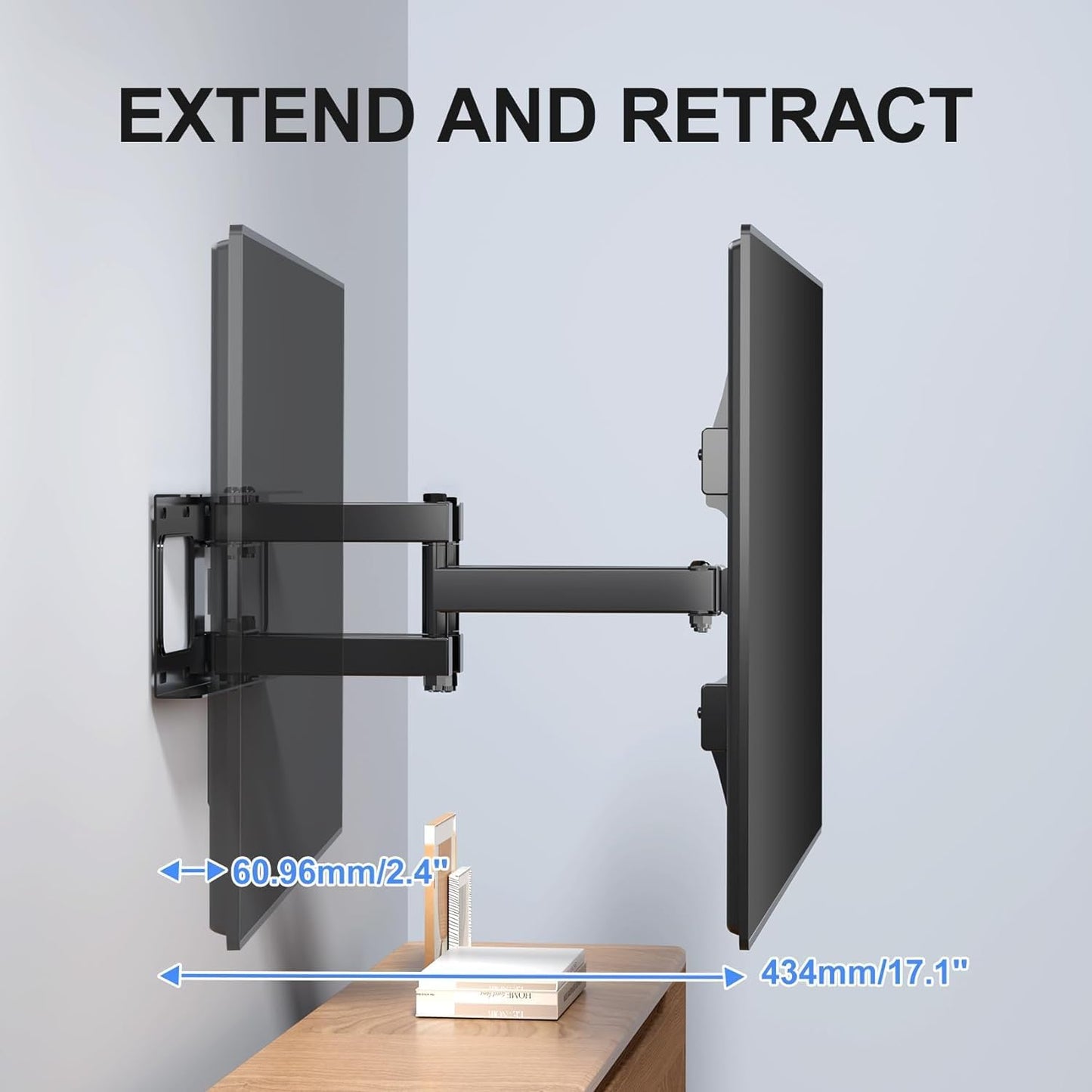 Suptek Full Motion TV Wall Mount for 32 to 84 Inch TV, Swivel and Tilt with Articulating Dual Arms, Max VESA 600X400mm, Holds up to 132lbs, Fits Max 16" Wood Studs, MA01A