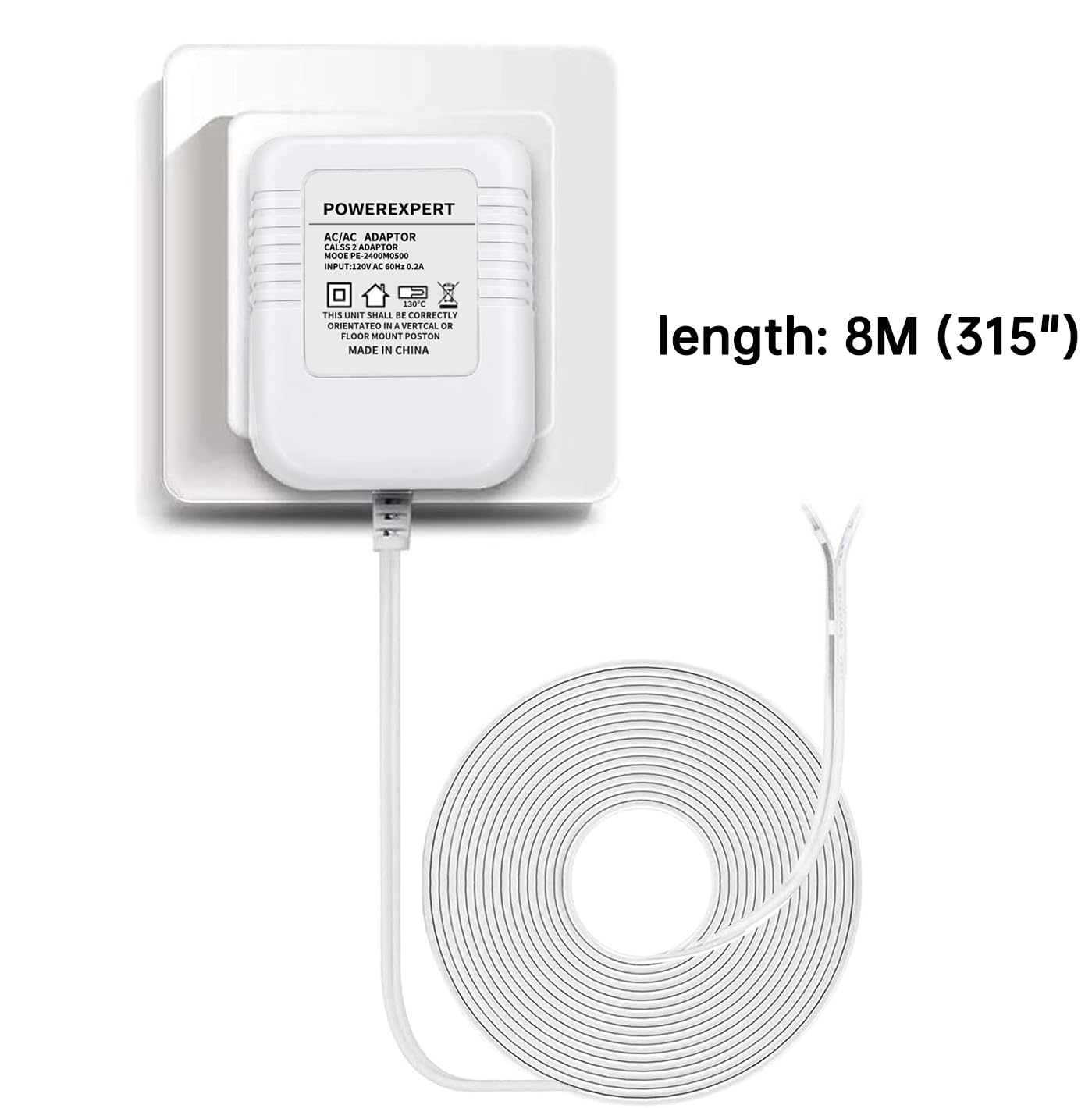 24V 500mA C Wire Adapter for Thermostat and Doorbell Transformer, Compatible with Nest 1st/2nd, Ecobee, Sensi, Honeywell Thermostat Supply Cord for All Versions of Ring Doorbell 315" Long Cable