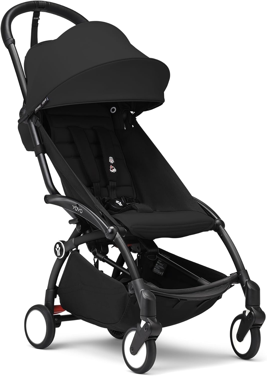Stokke YOYO3 Stroller from 6 Months - Includes Black Frame, Seat Cushion & Canopy - Folds In & Out in a Flash - Light & Compact - Carry-On Compatible