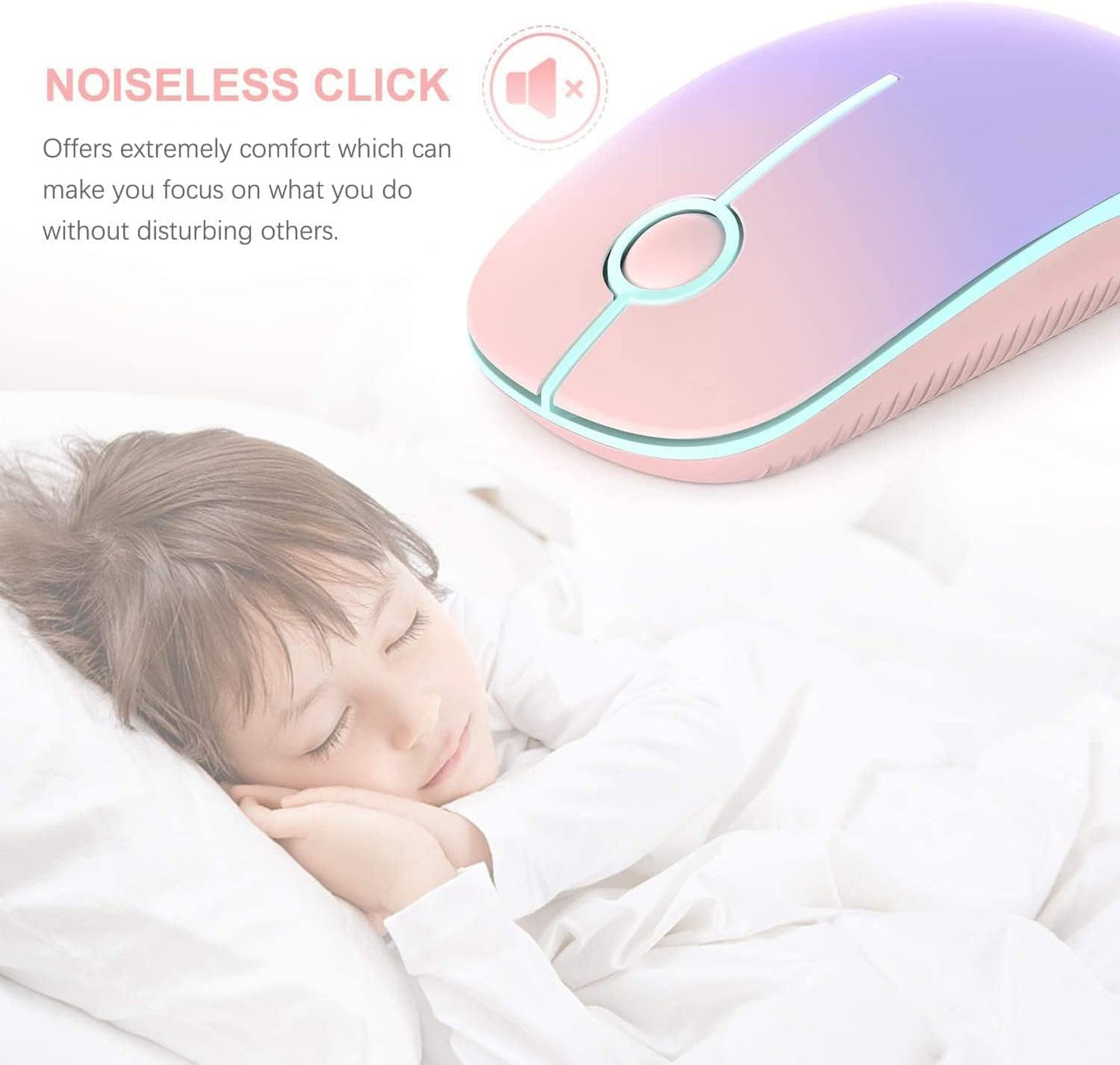 Wireless Mouse, Vssoplor 2.4G Slim Portable Computer Mice with Nano Receiver for Notebook, PC, Laptop, Computer-Black and Silver