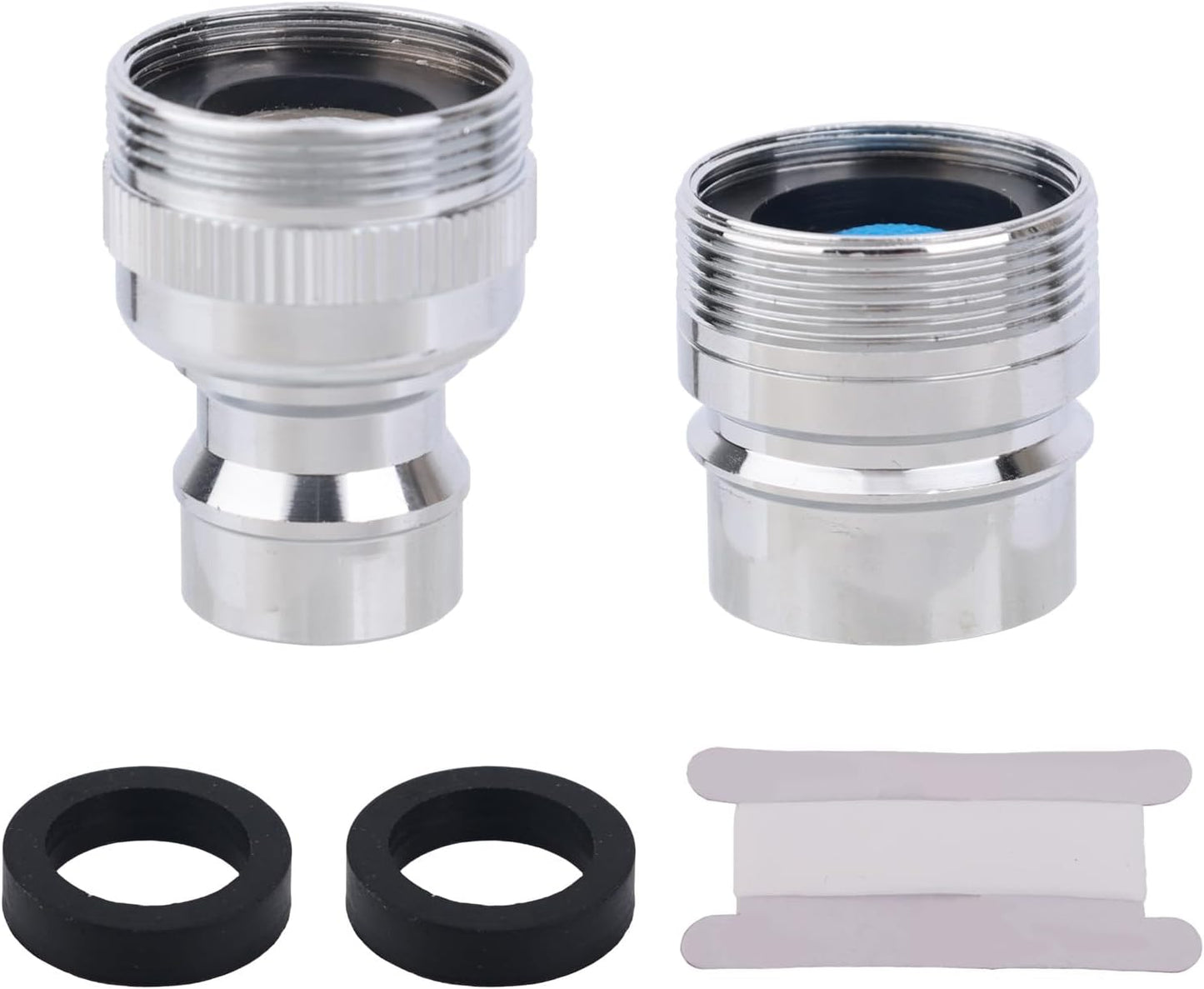 lasuroa 2pcs Portable Dishwasher Sink Faucet Adapter with Aerator, Chrome Adapter Kitchen Hose Attachment Connection for 15/16-27 Male or 55/64-27 Famale