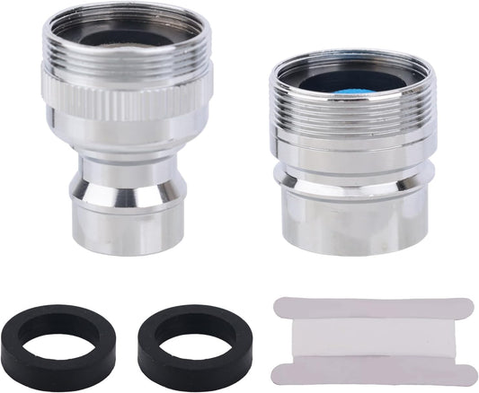 lasuroa 2pcs Portable Dishwasher Sink Faucet Adapter with Aerator, Chrome Adapter Kitchen Hose Attachment Connection for 15/16-27 Male or 55/64-27 Famale