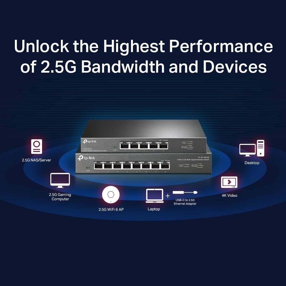 TP-Link TL-SX1008 | 8 Port 10G/Multi-Gig Unmanaged Ethernet Switch | Desktop/Rackmount | Plug & Play | Sturdy Metal Casing | Limited Lifetime Protection | Speed Auto-Negotiation