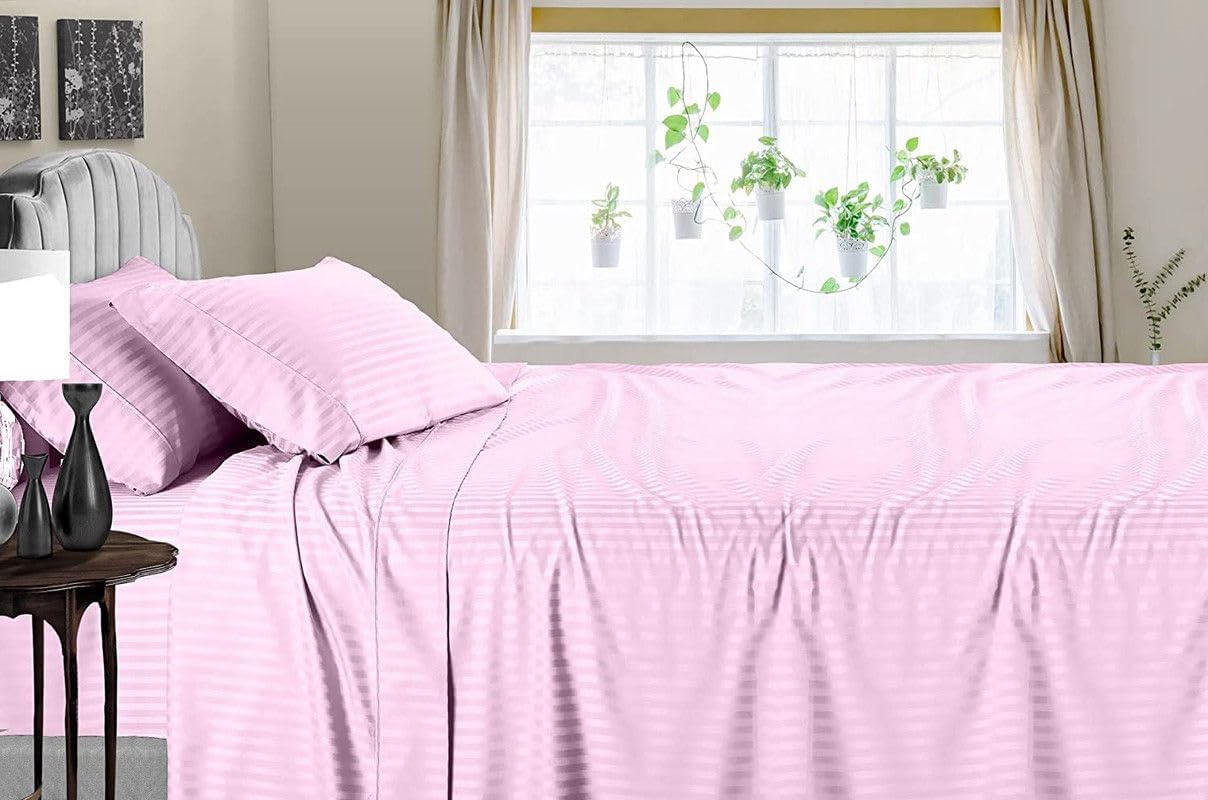 Linen Sheets 100% Egyptian Cotton- Twin-XL Sheet Set 4 Piece- 1000 Thread Count- Fits Upto 18" Deep Pocket- Long Staple Cotton Bedding, Sateen Weave-Light Blue Solid