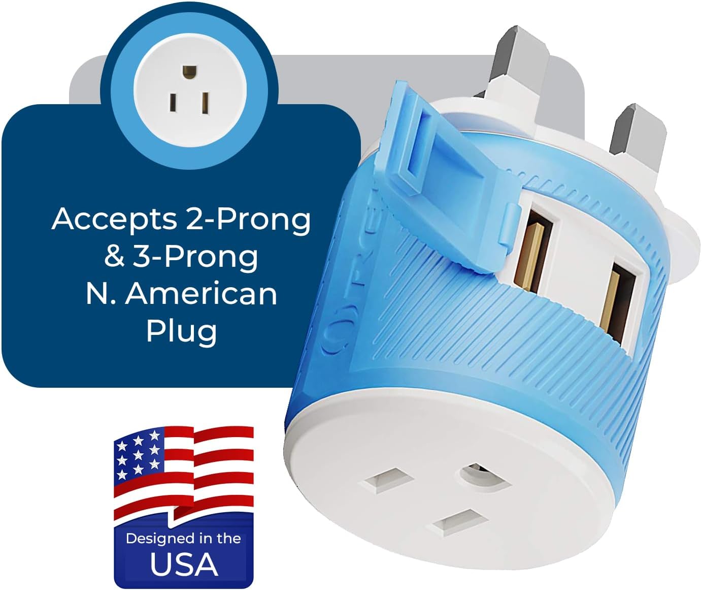 OREI South Africa, Botswana, Namibia Travel Plug Adapter with Dual USB - USA Input - Type M (U2U-10L), Will work with Cell Phones, Camera, Laptop, Tablets, iPad, iPhone
