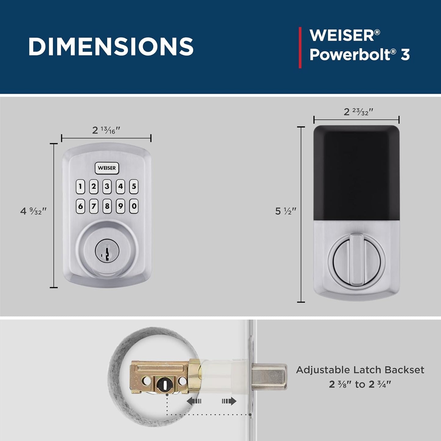 Weiser Powerbolt 3 Matte Black Keyless Entry Door Lock/Deadbolt Lock, 10-Button Keypad Door Lock with Auto Lock and 12-Month Battery Life, Electronic Door Locks for Front Door, Home Décor
