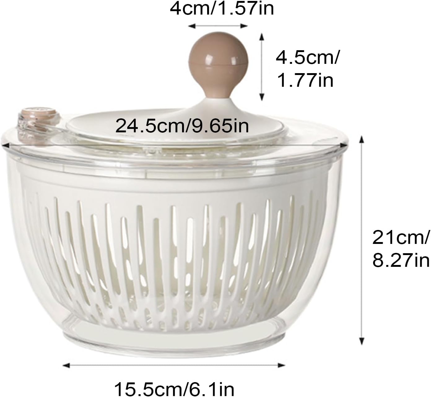 Small Salad Spinner – 4.5 L Vegetable Centrifuge – Non-Slip Base Easy Cleaning Container Storage for Vegetables in Refrigerator