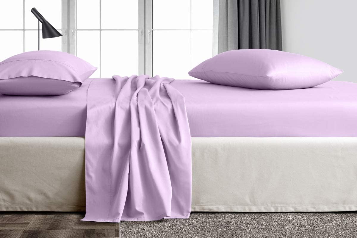 Linen Sheets 100% Egyptian Cotton- Twin-XL Sheet Set 4 Piece- 1000 Thread Count- Fits Upto 18" Deep Pocket- Long Staple Cotton Bedding, Sateen Weave-Light Blue Solid
