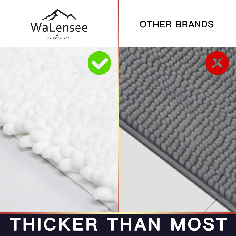 Walensee Bathroom Rug Non Slip Bath Mat (24x17 Inch Blush) Water Absorbent Super Soft Shaggy Chenille Machine Washable Dry Extra Thick Perfect Absorbant Best Small Plush Carpet for Shower Floor