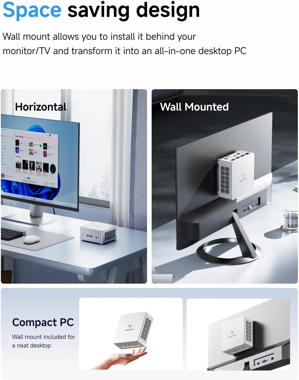 MINISFORUM UM760 Slim Mini PC AMD Ryzen 5 7640HS(6C/12T, up to 4.3GHz) 16GB RAM 1TB SSD Micro Computer, HDMI(4K), DP(4K),USB4(8K) Triple Video Output, AMD Radeon 760M Graphics 2.5G LAN Small PC