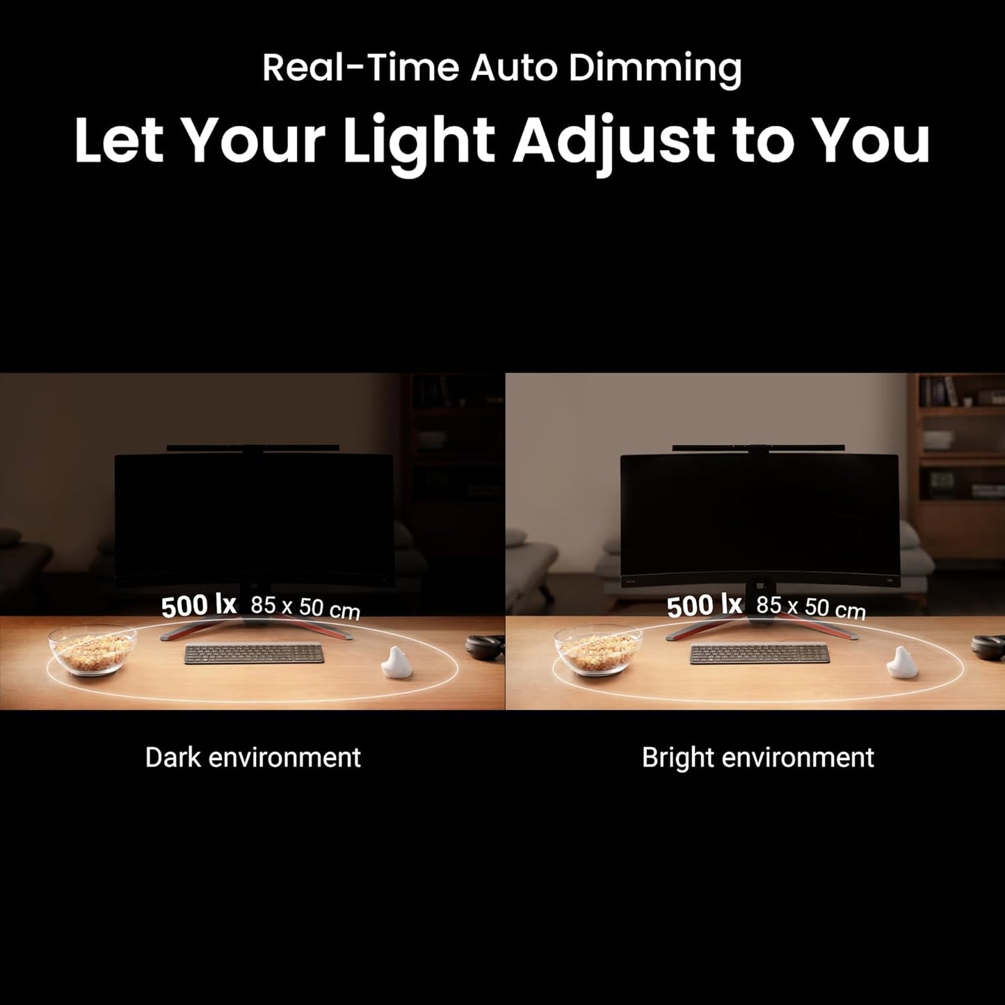 BenQ ScreenBar Pro LED Monitor Light (Silver)/Ultrawide Illumination/Motion Sensor/Adjustable Brightness and Color Temperature/Eye-Care Light Bar/No Screen Glare/Space Saving/Curved Monitors/USB-C