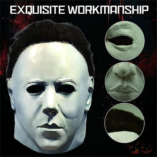 Halloween Michael Myers Mask, Halloween Creepy Full Head Mask Latex Horror Scary Masks for Adult Cosplay Costume Party Props - PuriLite