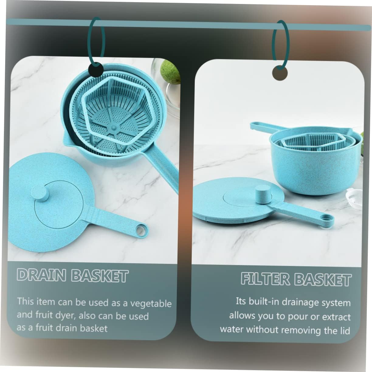 DECHOUS Salad Spinner Alternative Hand Crank Vegetable Drain Basket Random Color