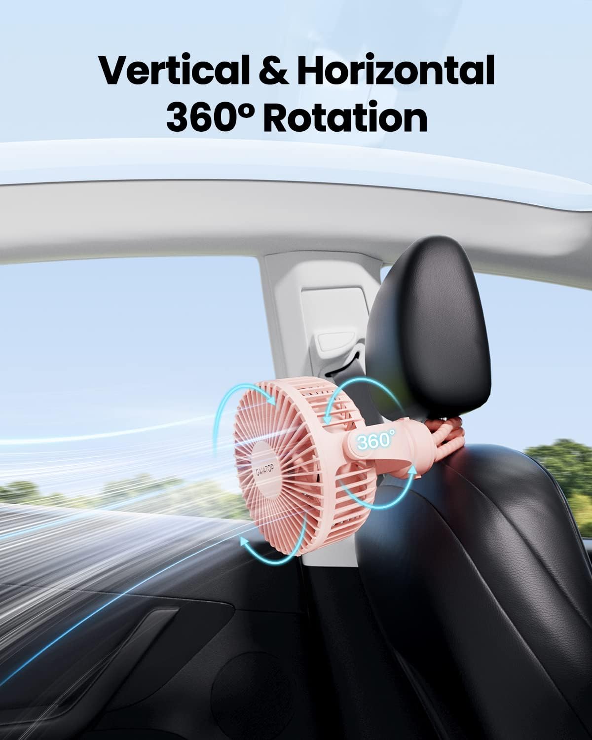 Gaiatop Mini Portable Pram Fan, Rechargeable Small Clip on Fan for Stroller, Detachable 3 Speed 360 Degree Rotate Flexible Tripod Handheld Desk Cooling Car Seat Crib Treadmill Travel Black