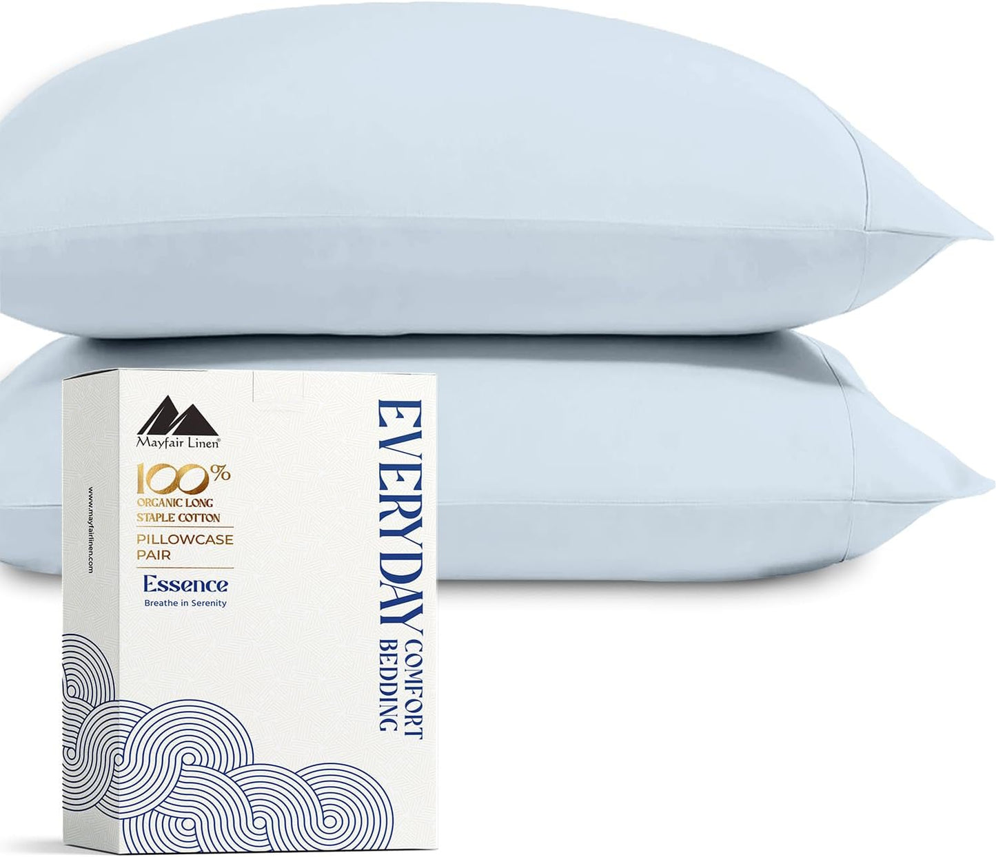 Mayfair Linen 100% Organic Cotton Percale Sheets Full Size - White Cotton Percale Sheets Full, 4 Piece Full Percale Sheet Sets, Soft & Crisp, Cooling Sheets, 16" Deep Pocket Hotel Sheets Full Size