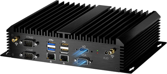 Kinupute Industrial Mini PC, Fanless Desktop Computer Core i7-1165G7 2.8-4.7GHz, Windows 11 Pro, 16G DDR4 RAM, 256G SSD, VGA/HDMI 4K@60Hz, 2x2.5G LAN Ports, 6xCOM RS232, 4G Module, WiFi6/BT5.1