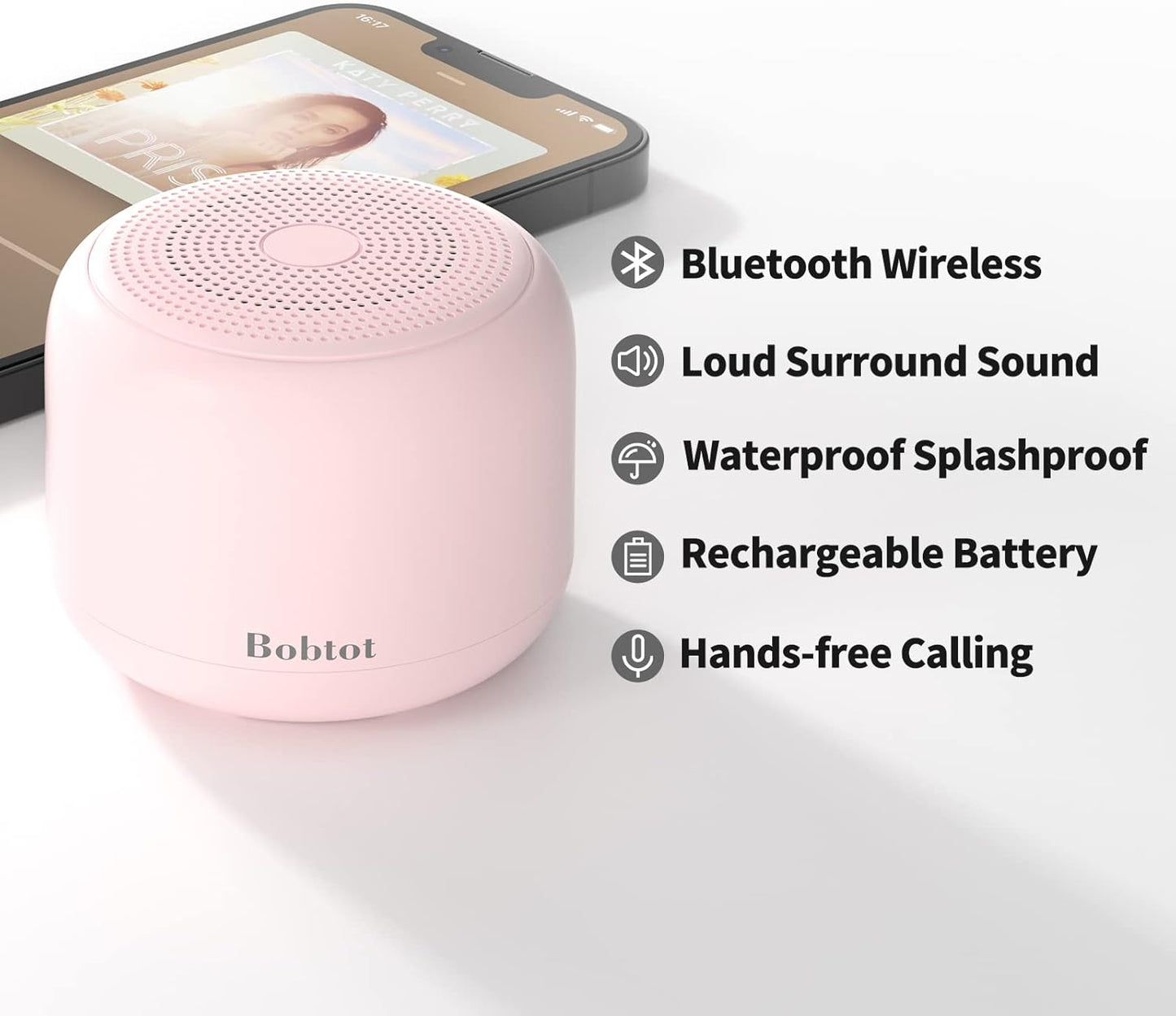 Bobtot Portable Bluetooth Speakers with Strap Easy to Carry, Wireless IPX5 Waterproof Mini Speaker with Loud Stereo Sound, 20 Hours Playtime, Rechargeable Battery, Built-in Microphone (Green)