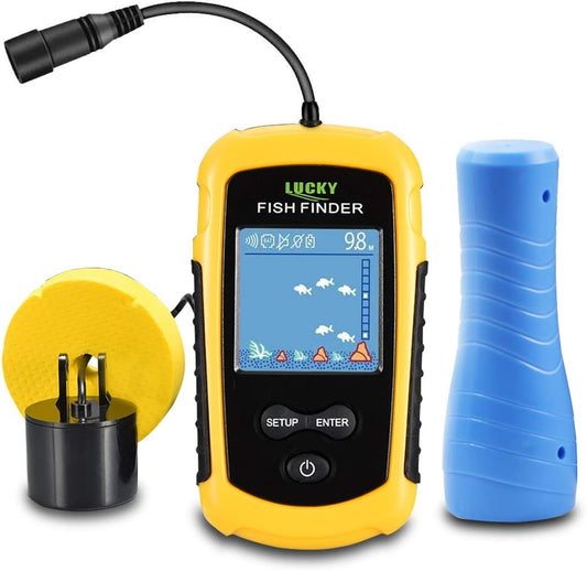 LUCKYLAKER Ice Portable Fishing Fish Finder Wired Handheld Fishing Finders Kayak Sonar Sensor Fish Finder Transducer Depth Finder LCD Monitor for Boat Canoe