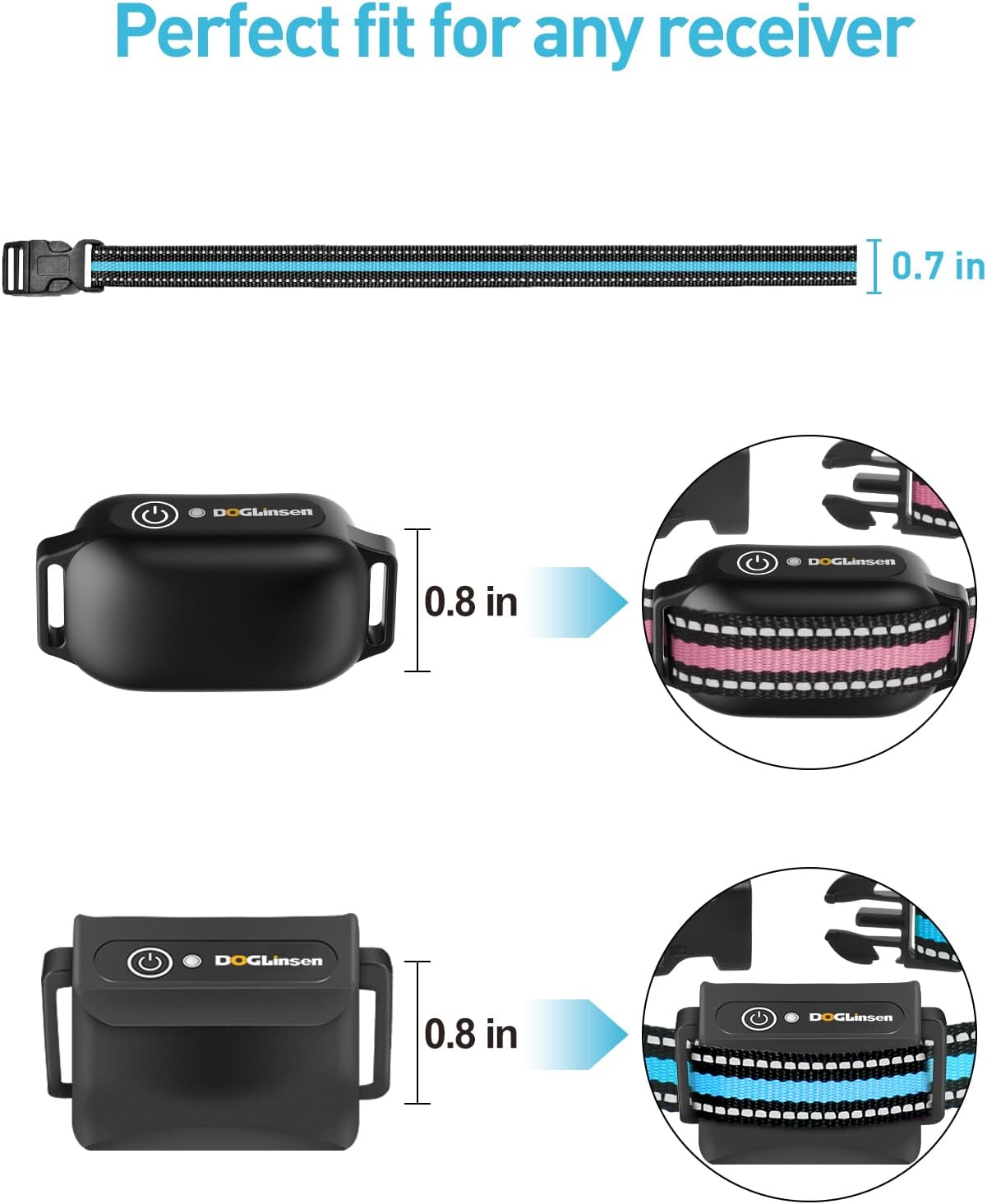 DOGLinsen 2-in-1 Bark and Shock Collar for Dogs, Smart Anti Barking Dog Training Collar with 5 Adjustable Sensitivity, Automatic Bark Collar with Remote, Vibration, Beep, Shock and Automatic