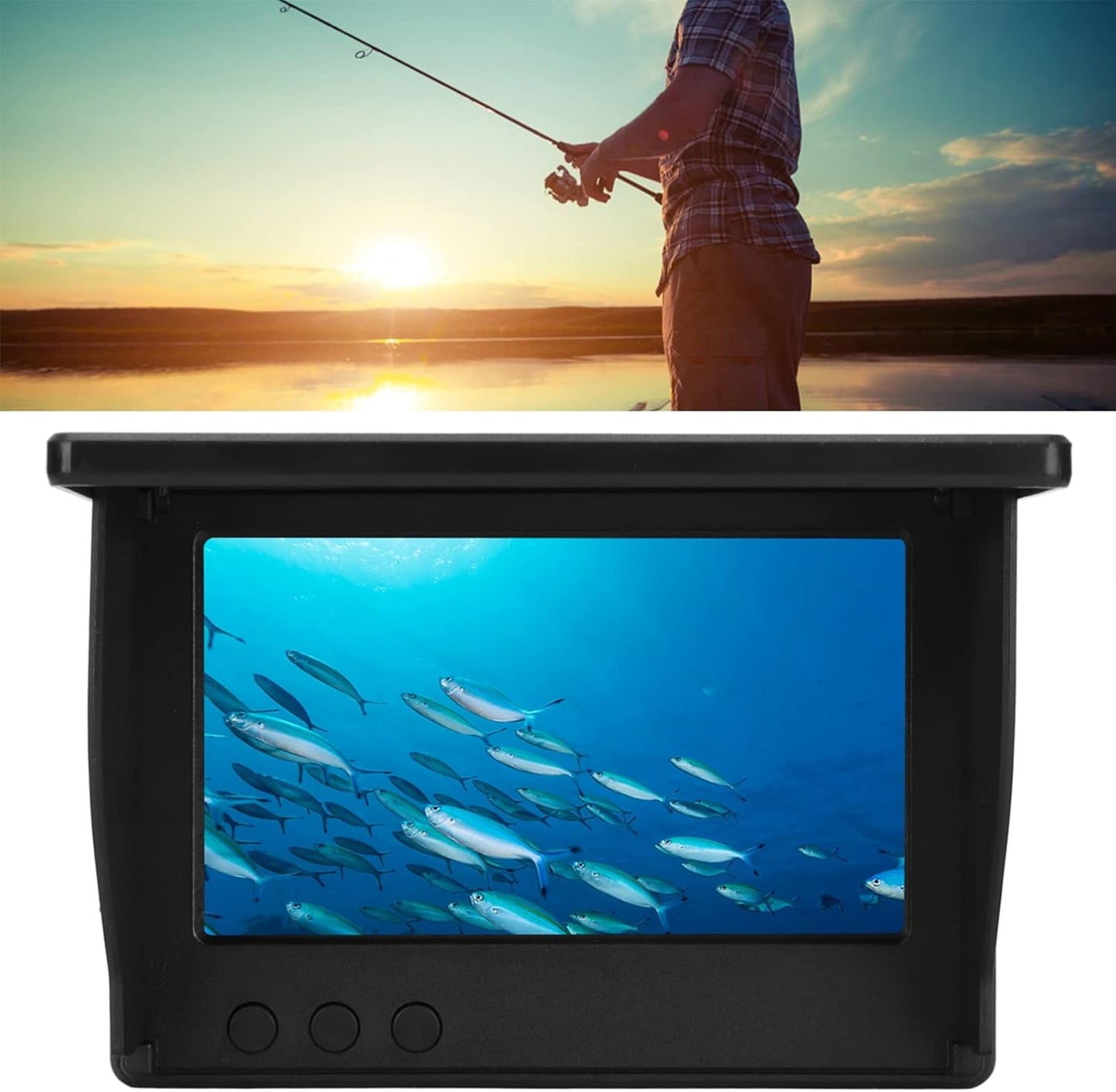 Yoidesu Underwater Fishing Camera Kit, 4.3 Inch LCD Monitor, 20m Cable, Portable Fish Finder for Kayak, Boat, Sea Fishing