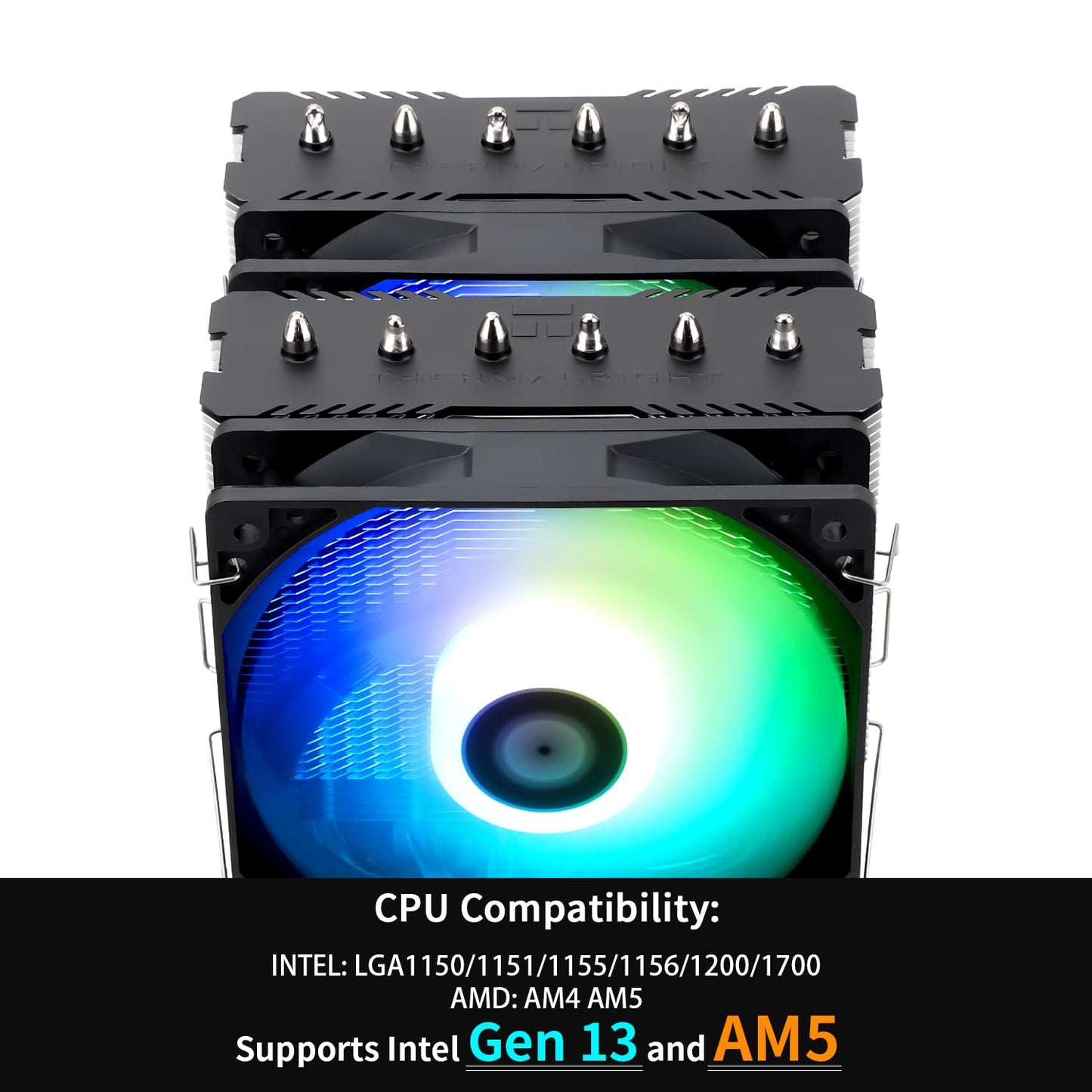 Thermalright Peerless Assassin 120 SE Black CPU Cooler, 6 Heat Pipes AGHP Technology, Dual 120mm PWM Fans, 1550RPM Speed, for AM4/AM5 and Intel LGA 1700/1851/115X/1200,Computer CPU Cooling
