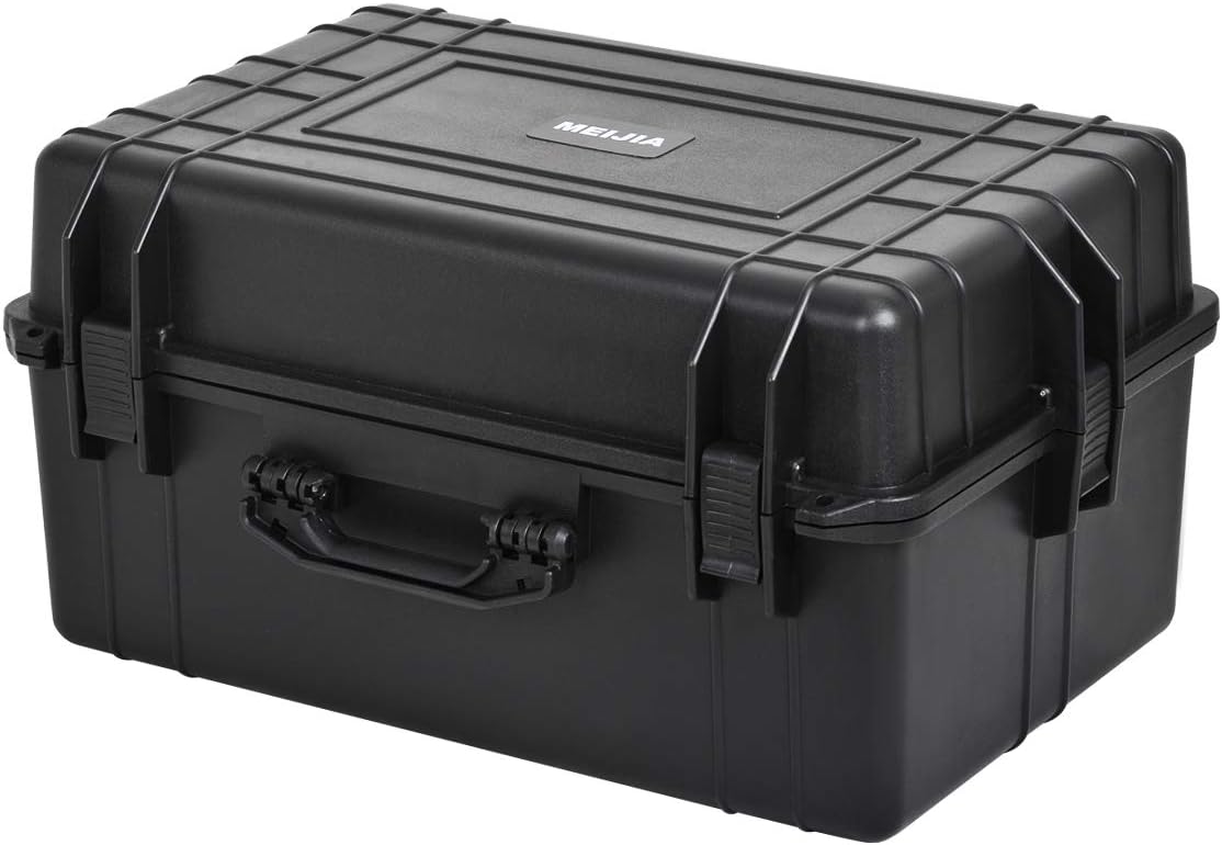 MEIJIA Portable Waterproof Protective Hard Case,Camera Case with Customizable Fit Foam Inserted, Elegant Black (9.17"x 7.56"x4.33")