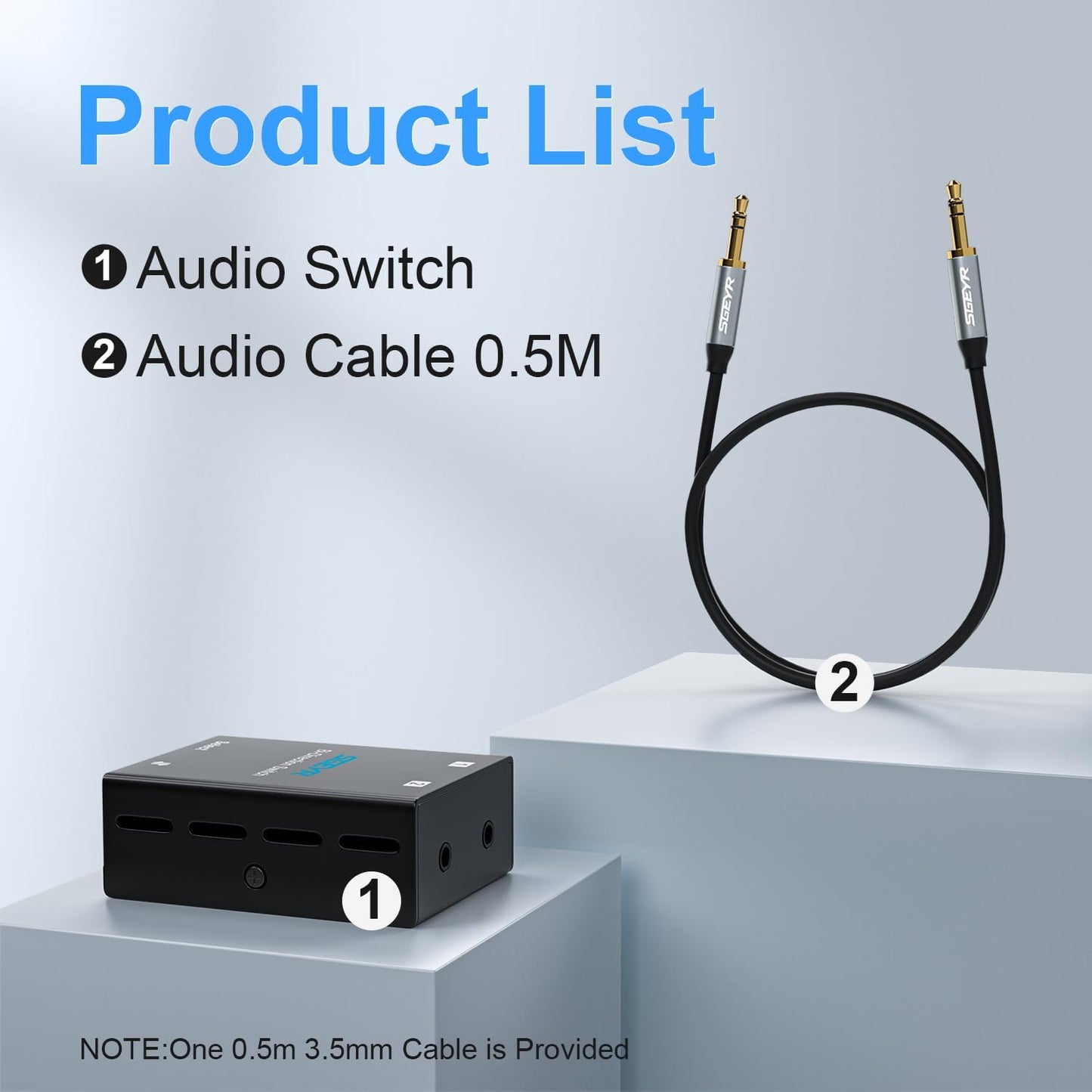 SGEYR Audio Switch 3.5mm Bi-Direction Switch, Stereo Audio Switcher 2 in 1/1 in 2 Out, Audio Switch Selector for Phone Speakers Headhphone