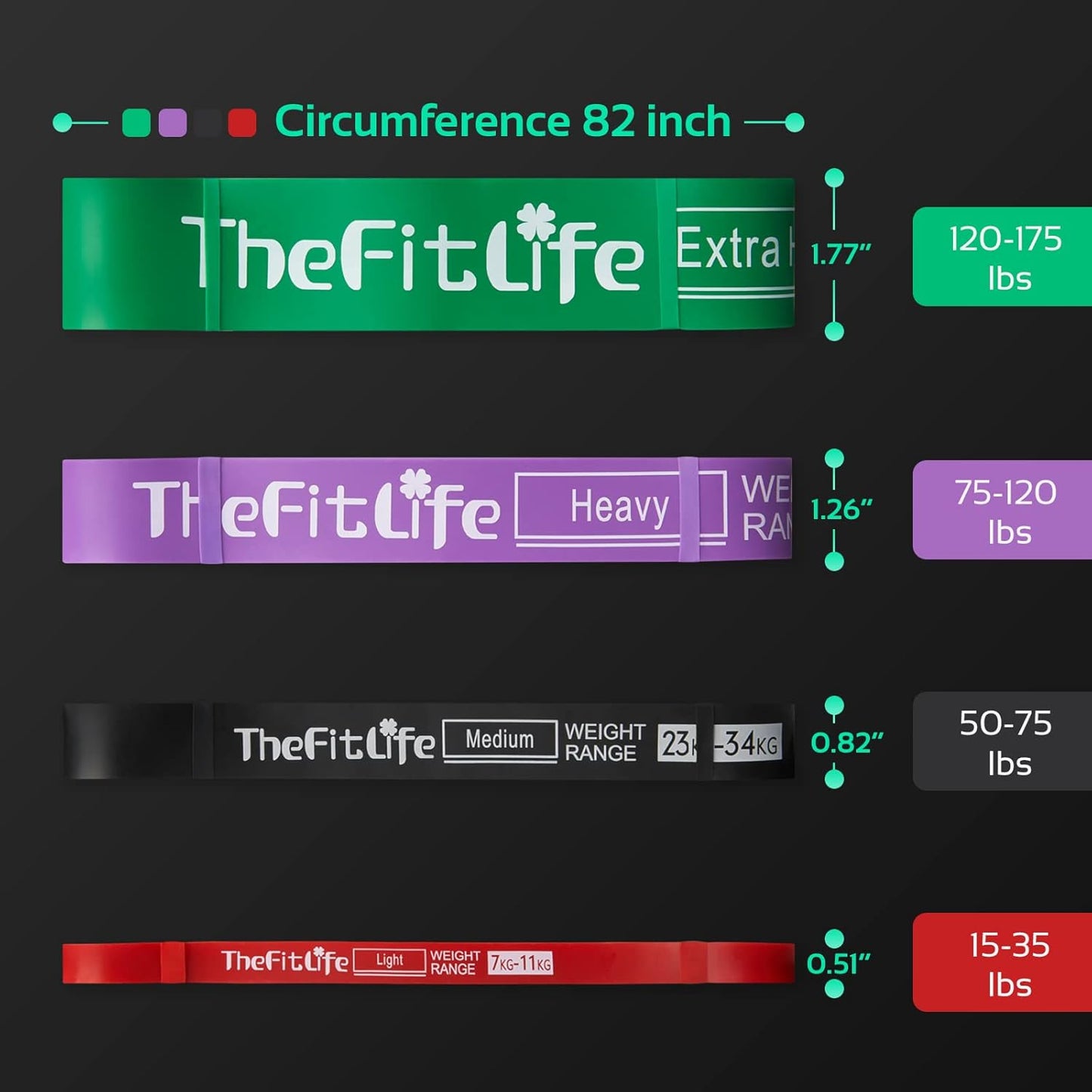 Resistance Pull Up Assist Bands Set with Carrying Bag and Workout Guide, Long Loop Exercise Bands for Strength Training, Body Stretching, Home Gym and Travel Workouts - PuriLite