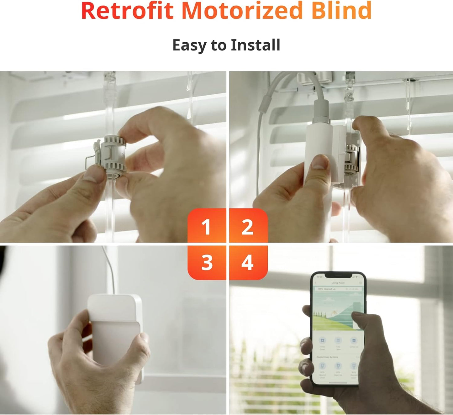 SwitchBot Blind Tilt Motorized Blinds - Smart Electric Blinds with Bluetooth Remote Control, Solar Powered, Light Sensing Control, Add SwitchBot Hub Mini to Make it Compatible with Alexa & Google Home