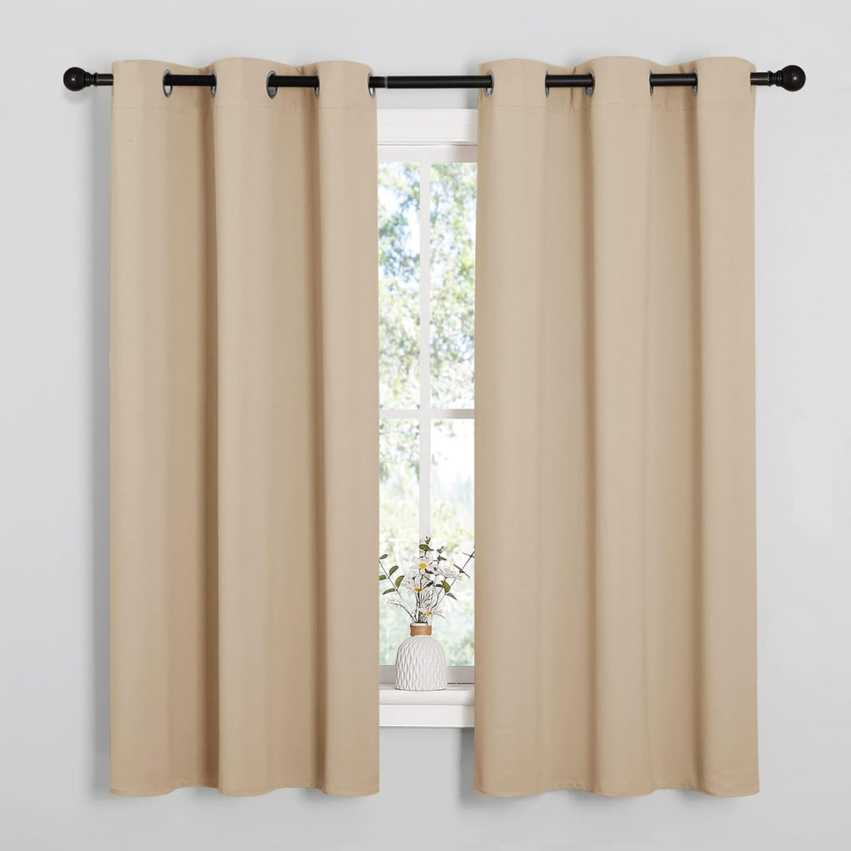 NICETOWN Blackout Curtains 2 Panels for Bedroom- Thermal Insulated Grommet Blackout Curtains 63 Inches Long for Living Room/Kitchen Rideaux occultants (2 Panels, W42 x L63 -Inch,Grey) - PuriLite