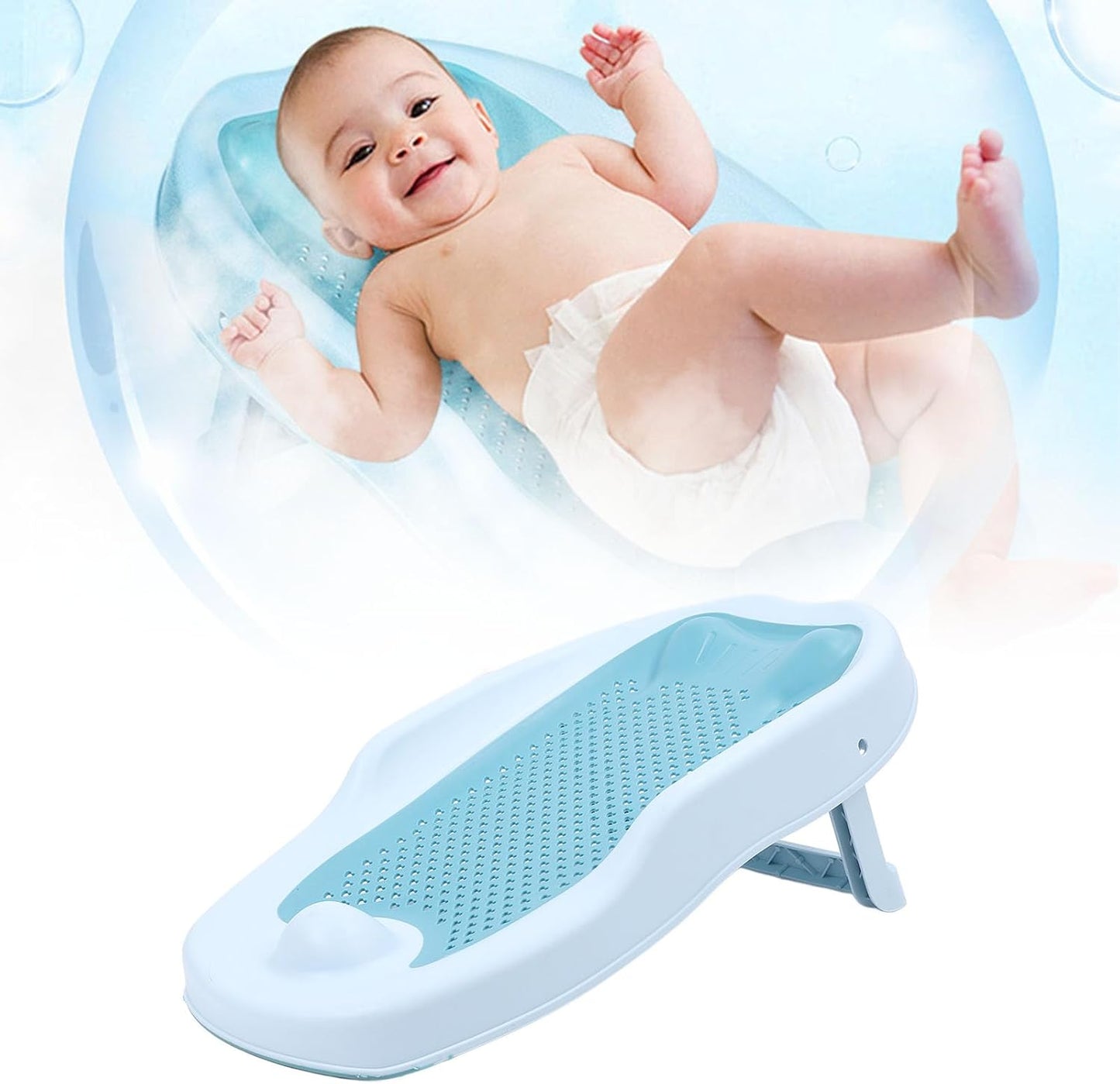 Baby Bath Support Portable Infant Bathtub Soft Back Curve Security Blue Newborn Bathtub Support Infant Bathtub Support Foldable Baby Bathtub Support Baby Shower Support Baby