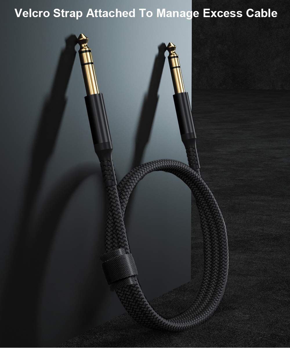 Elebase 1/4 Inch TRS Instrument Cable 10ft 2Pack,Straight 6.35mm Guitar Bass AMP Cord,Quarter inch Male Jack Stereo Audio Balanced TRS Line for Electric Guitar,Bass,Keyboard,Mixer,Amplifier,Speaker