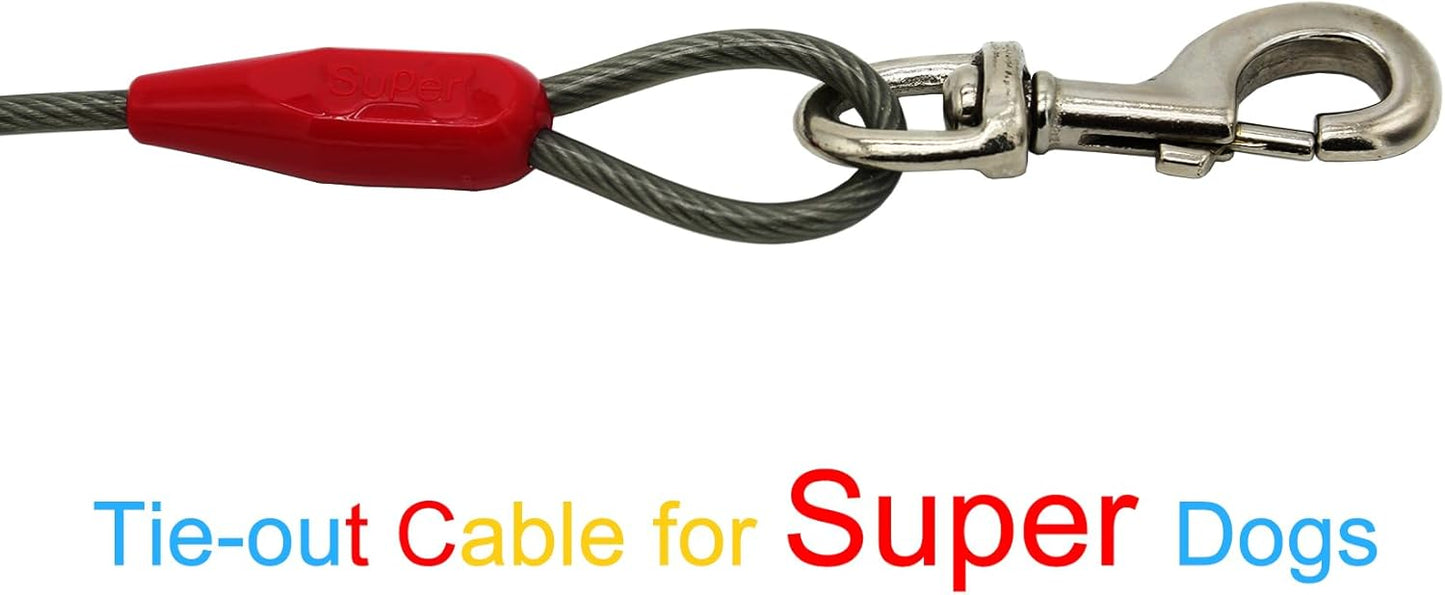 Petest 25ft Reflective Tie-Out Cable for Small Dogs Up to 35 Pounds