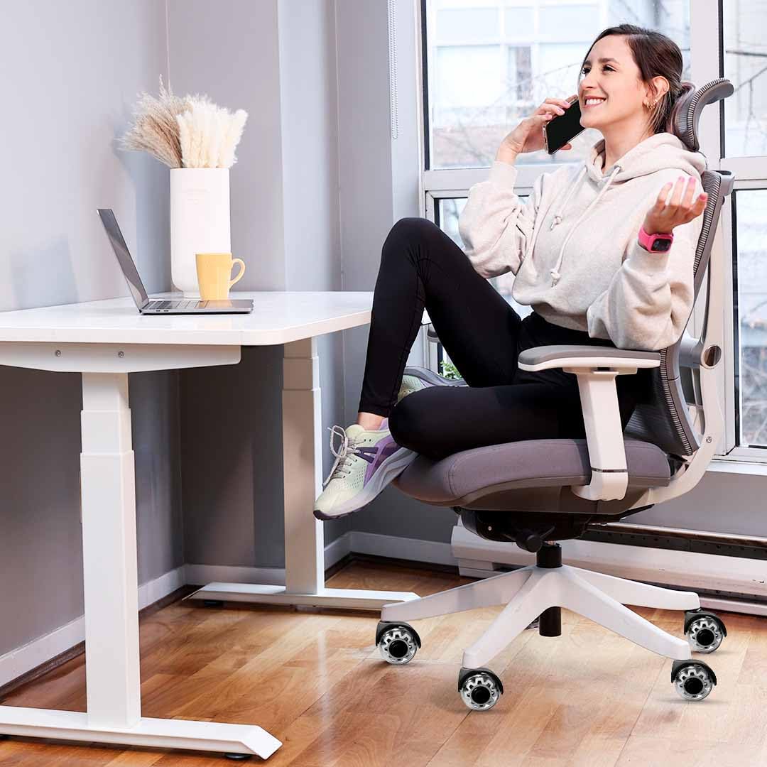 MotionGrey - Premium Dual Office Chair Wheels Replacement for Hardwood Floors, Chair Casters Replacement, Heavy Duty Desk Chair Wheels for Replacing Chair Mat, Rollerblade Casters