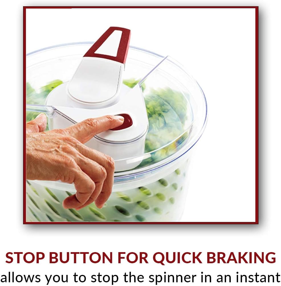 Valore Large Salad Spinner with Lid – Lettuce Washer and Vegetable Dryer – Fruit Cleaner & Serving Bowl – Easy Spin, Quick Brake, BPA-Free