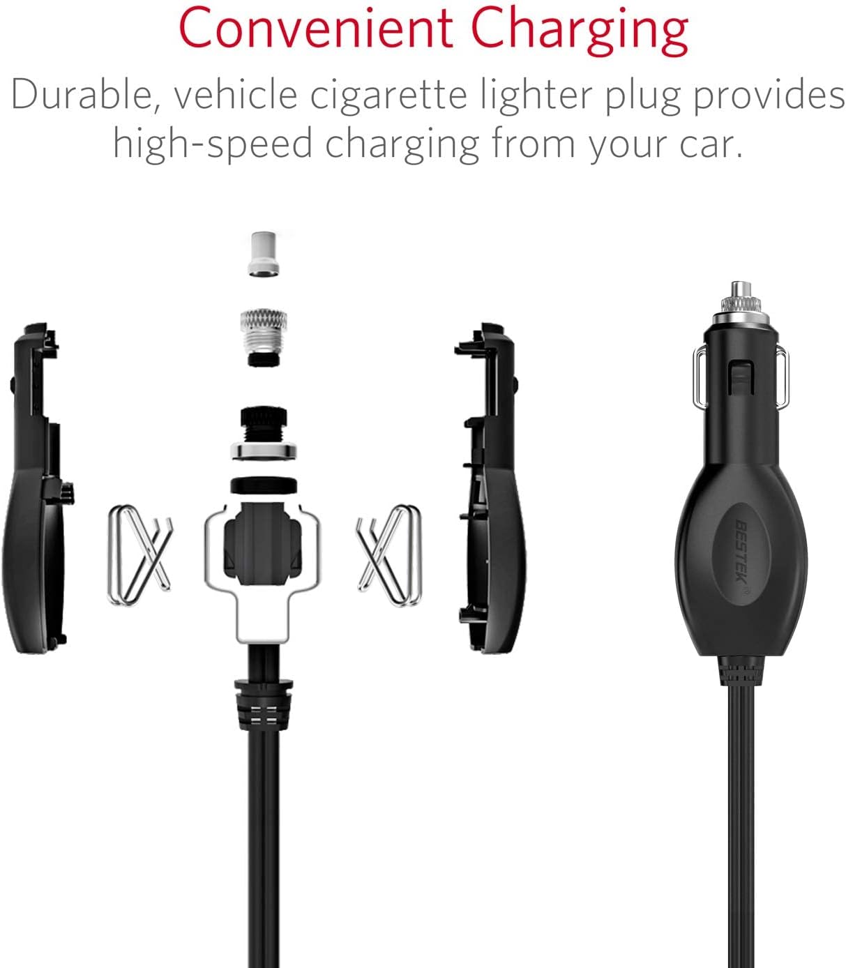 BESTEK Power Inverter DC 12V to AC 110V - 300W Car Plug Adapter Outlet with 4.8A Dual USB Fast Charging Port - Car Charger Cigarette Lighter Adapter for Phone, Laptop on Road Trip - Aluminum Housing