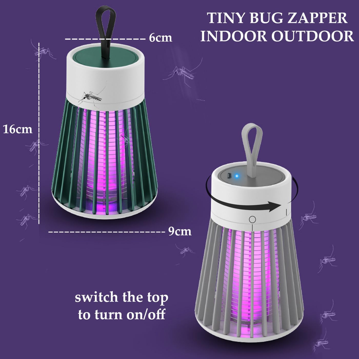 Mosquito Zapper,USB Rechargeable Electric Bug Zapper,Portable Mosquito and Flies Trap for Indoor Outdoor,Pest Control,Flying Insect Light Trap,White