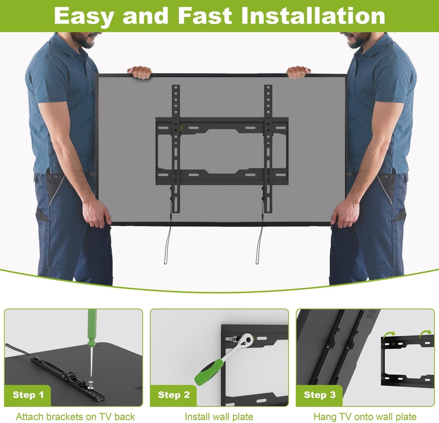 USX MOUNT Tilting TV Wall Mount Low Profile for Most 26-60" LED, LCD, OLED, Plasma Flat Screen TVs, TV Wall Mount with Max VESA 400x400mm up to 99lbs, Wall Mount TV Bracket Fits 8” 16" Studs