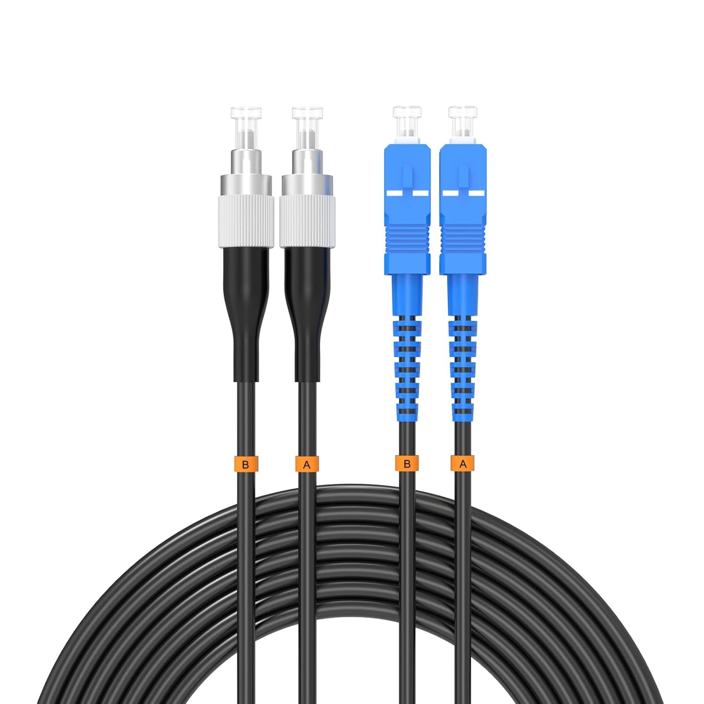 Buacoz 200 Meters LC to LC UPC Outdoor Armored Fiber Patch Cable, 9/125um Single Mode Duplex Fiber Optic Internet Cables, Jumper Optical Patch Cord, (200M/656ft), TPU Black