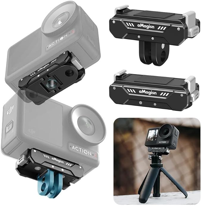 Coyktonty Magnetic Mount/Foldable Adapter for DJI Action4/Osmo Action 3,Magnetic Accessories Camera Mount, Conversion Adapter Tripod