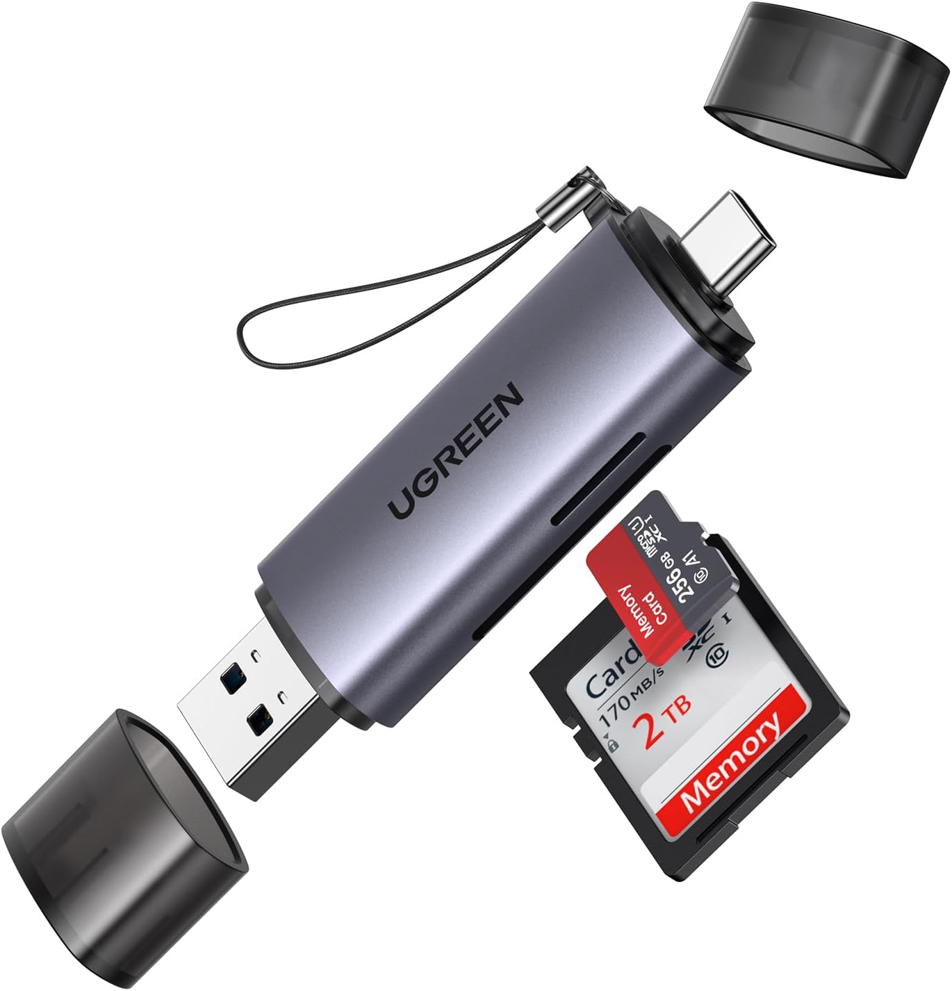 UGREEN 2 in 1 SD Card Reader USB C and USB 3.0 Micro SD Memory Card Adapter for SDHC SDXC MMC UHS I, Compatible with iPhone 15, MacBook Pro, iPad, Galaxy S22, Tab 7, XPS 13 15