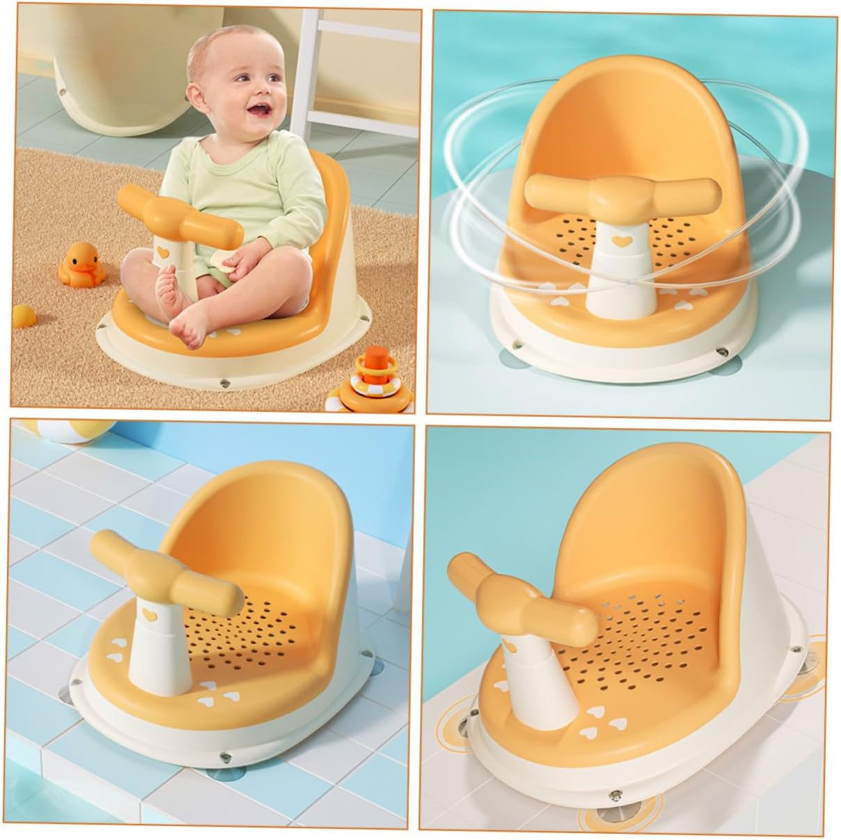 Parliky Portable Bath Seat with Nonslip Support for Bathtub Safe Tub Chair for Months Skid Bath Stool for