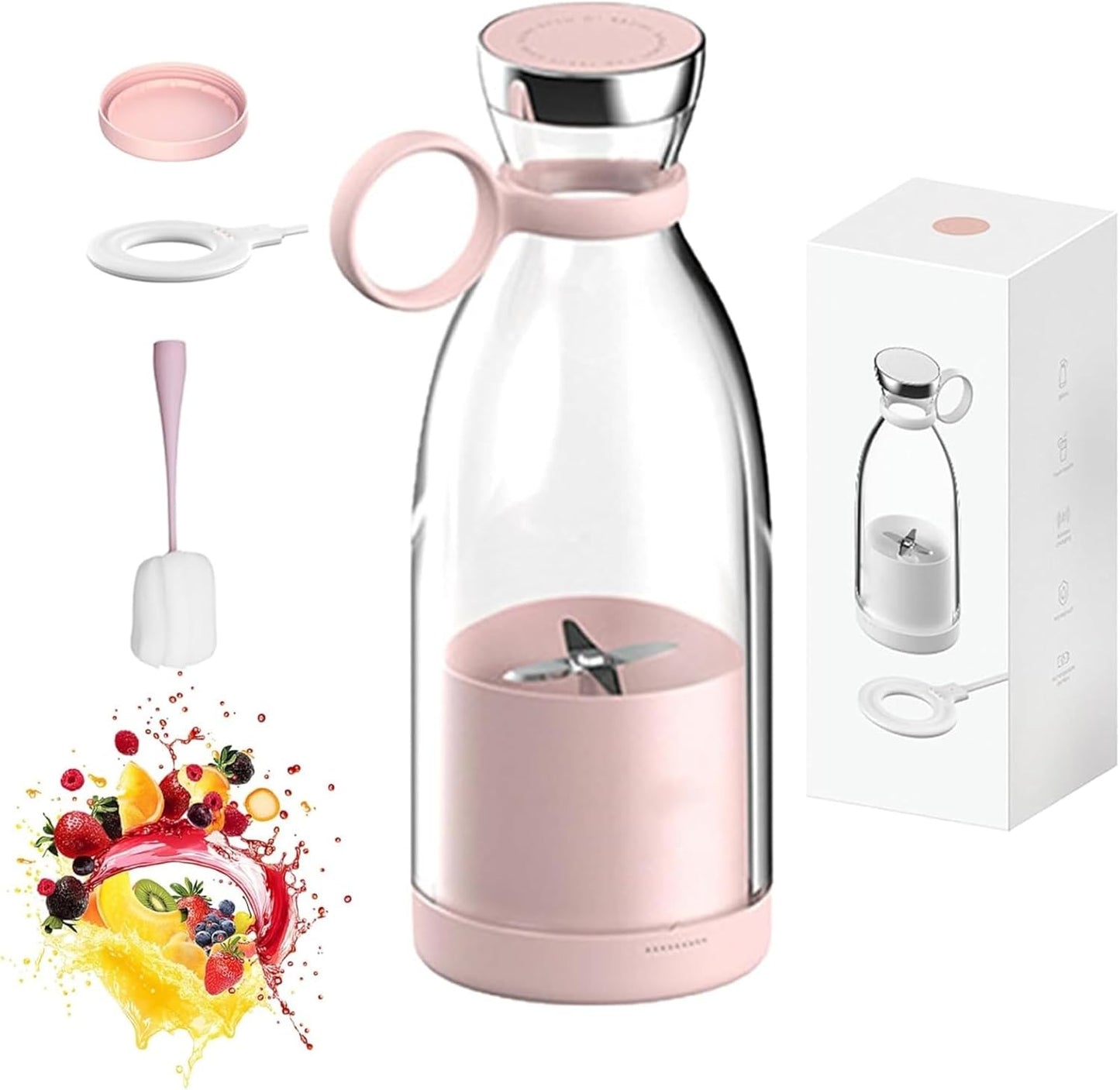 Juicengo Portable Blender, 2 In- 1 Fresh juice Bottle with Cordless Charging, Easy to Use & Self-Cleaning, 20000rpm, for Smoothies, Milkshakes (White)