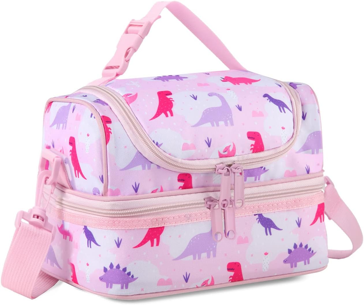 VASCHY Lunch Box Bag Men, Insulated Two Compartments Bento Cooler Bags for Adults/Women/Kids for School,Daycare,Kindergarten,Picnic Black